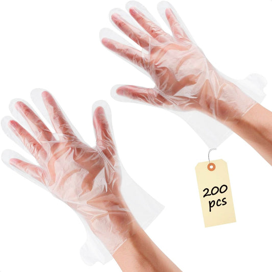 200 Stück Paraffinhandschuhe für Hände - Leicht, Einweg, Transparent, Auslaufsicher, Universelle Plastik-Paraffinwachshandschuhe - Weich, Einfach zu Verwenden für Kochen, Essen, Reinigen, Haarefärben