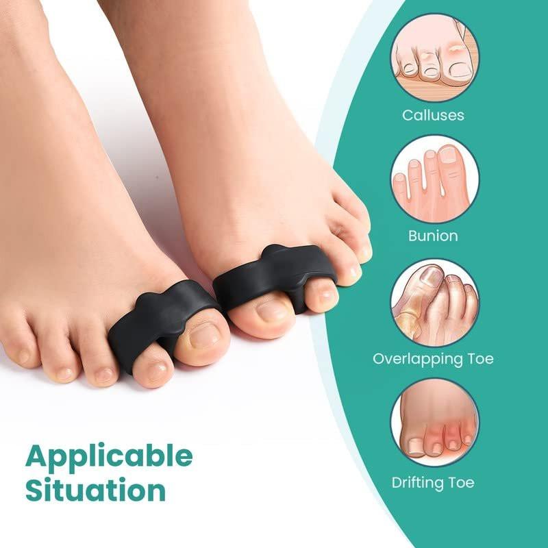 Welnove 12er-Pack Zehenspreizer mit 2 Schlaufen für Hallux Valgus und überlappende Zehen (Schwarz)