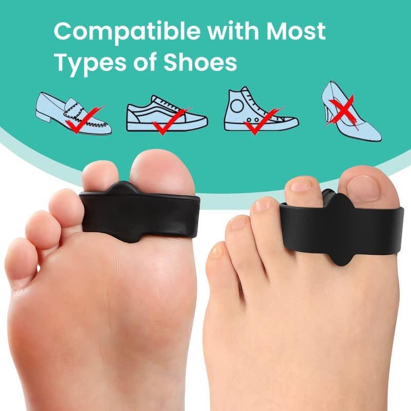 Welnove 12er-Pack Zehenspreizer mit 2 Schlaufen für Hallux Valgus und überlappende Zehen (Schwarz)