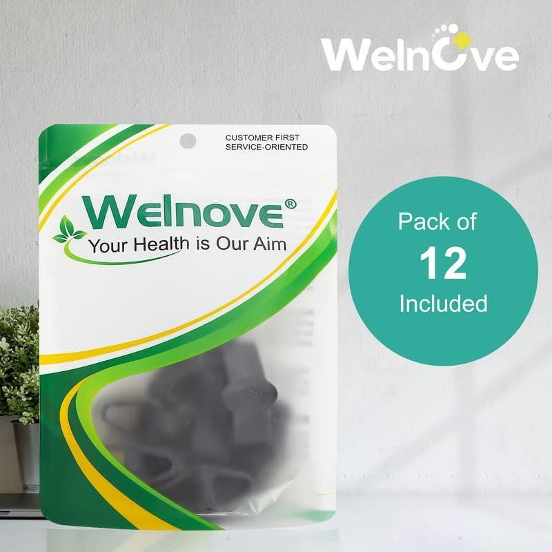 Welnove 12er-Pack Zehenspreizer mit 2 Schlaufen für Hallux Valgus und überlappende Zehen (Schwarz)