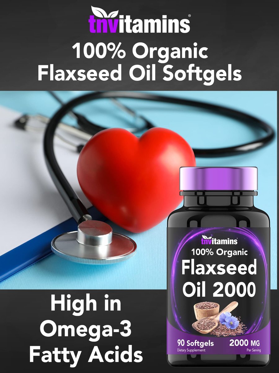tnvitamins Bio Leinsamenöl Softgels: 2000 mg - 90 Softgels | Reich an Omega-3-Fettsäuren | Leinsamenöl Nahrungsergänzung für Frauen & Männer | Nicht-GMO
