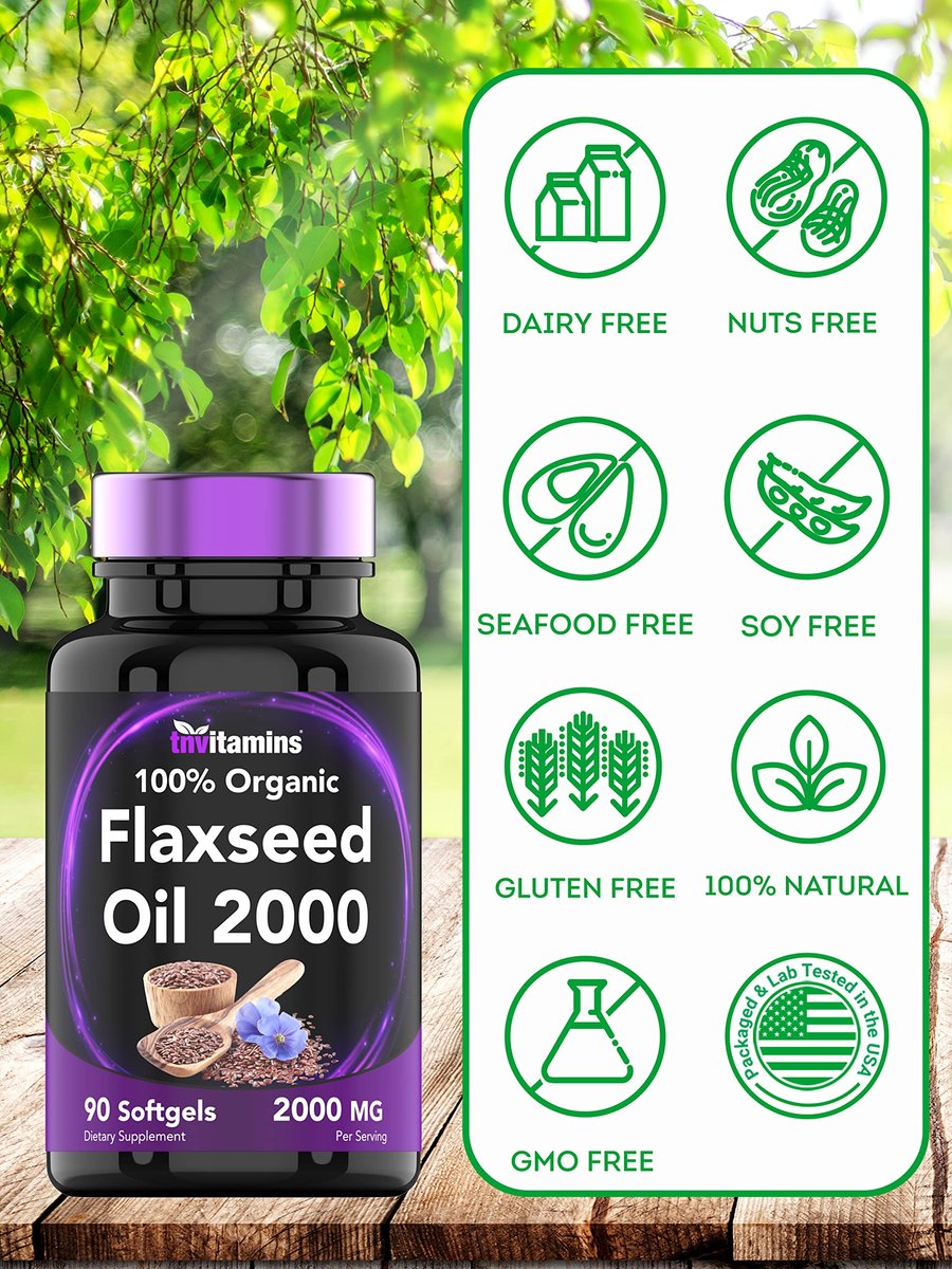 tnvitamins Bio Leinsamenöl Softgels: 2000 mg - 90 Softgels | Reich an Omega-3-Fettsäuren | Leinsamenöl Nahrungsergänzung für Frauen & Männer | Nicht-GMO