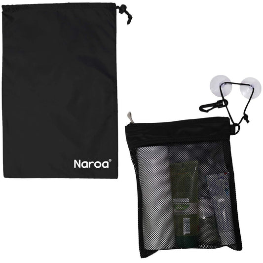 Naroa Wasserdichte Multifunktionale Toilettentasche für Fitnessstudio, Reisen, Geschäft und zusammenklappbare tragbare hängende Badezimmer Mesh-Caddy mit Nass- und Trockenaufbewahrung Saugerhaken für Männer und Frauen