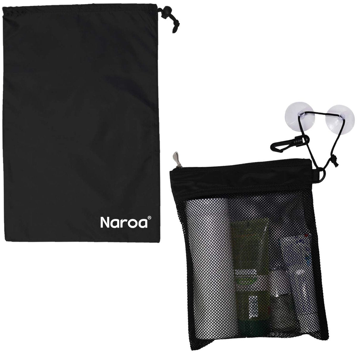 Naroa Wasserdichte Multifunktionale Toilettentasche für Fitnessstudio, Reisen, Geschäft und zusammenklappbare tragbare hängende Badezimmer Mesh-Caddy mit Nass- und Trockenaufbewahrung Saugerhaken für Männer und Frauen