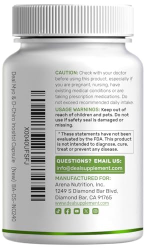 Myo-Inositol & D-Chiro Inositol Supplement für Frauen (40:1) | 2.050 mg pro Portion | 240 vegane Kapseln | mit Folsäure, Vitamin D3 & Vitex | Hormonelle Balance & Zyklusunterstützung | Non-GMO