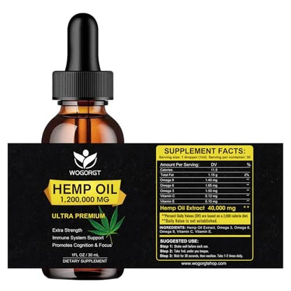 (2er Pack) Bio Hanföl - 100% Natürliches Hanföl-Extrakt, Beruhigend, Schlaf, Entspannung, Immununterstützung, Reich an Omega 3, 6, 9 Fettsäuren, Vegan - 30 ml