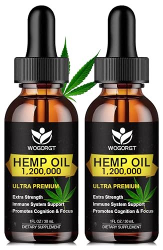 (2er Pack) Bio Hanföl - 100% Natürliches Hanföl-Extrakt, Beruhigend, Schlaf, Entspannung, Immununterstützung, Reich an Omega 3, 6, 9 Fettsäuren, Vegan - 30 ml