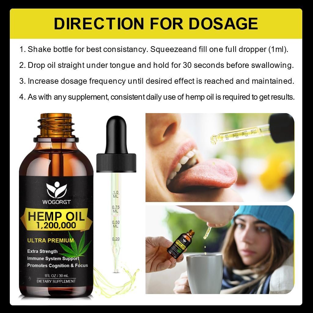 (2er Pack) Bio Hanföl - 100% Natürliches Hanföl-Extrakt, Beruhigend, Schlaf, Entspannung, Immununterstützung, Reich an Omega 3, 6, 9 Fettsäuren, Vegan - 30 ml