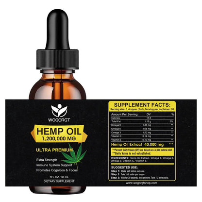 (2er Pack) Bio Hanföl - 100% Natürliches Hanföl-Extrakt, Beruhigend, Schlaf, Entspannung, Immununterstützung, Reich an Omega 3, 6, 9 Fettsäuren, Vegan - 30 ml