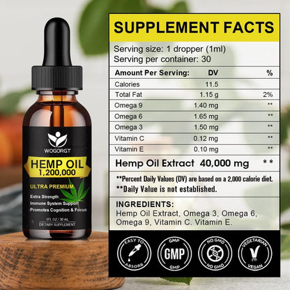 (2er Pack) Bio Hanföl - 100% Natürliches Hanföl-Extrakt, Beruhigend, Schlaf, Entspannung, Immununterstützung, Reich an Omega 3, 6, 9 Fettsäuren, Vegan - 30 ml
