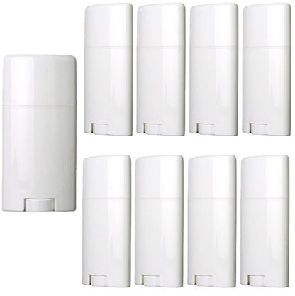 Minsily 10er-Pack 75 ml weiße leere Deodorantbehälter, 2,5 oz ovales Lippenbalsam-Röhrchen, Plastik-Deodorantbehälter, ovaler Drehauf-Nachfülltube, BPA-frei für DIY-Deodorants, Lippenstift, Crayon, Chapstick-Tuben