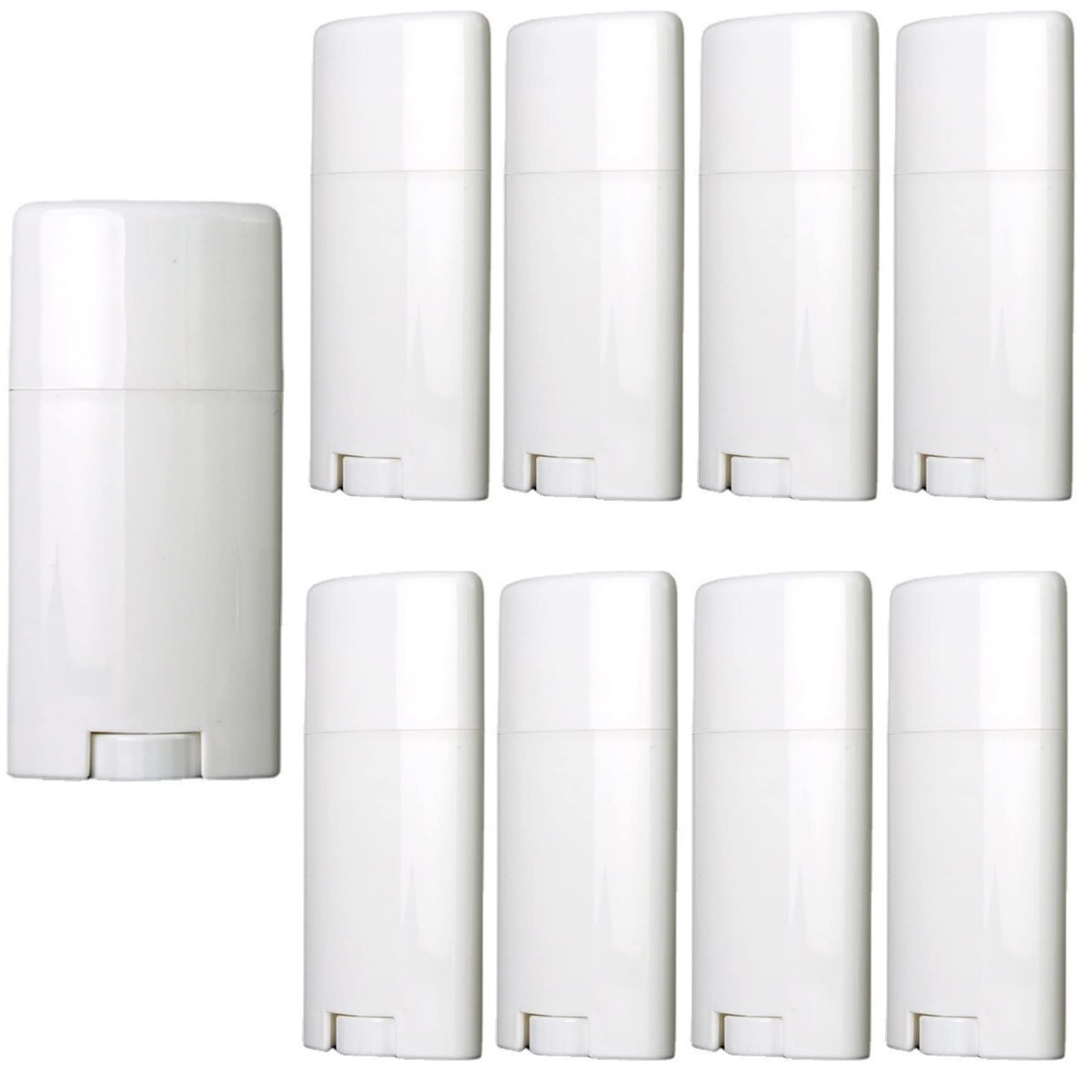 Minsily 10er-Pack 75 ml weiße leere Deodorantbehälter, 2,5 oz ovales Lippenbalsam-Röhrchen, Plastik-Deodorantbehälter, ovaler Drehauf-Nachfülltube, BPA-frei für DIY-Deodorants, Lippenstift, Crayon, Chapstick-Tuben