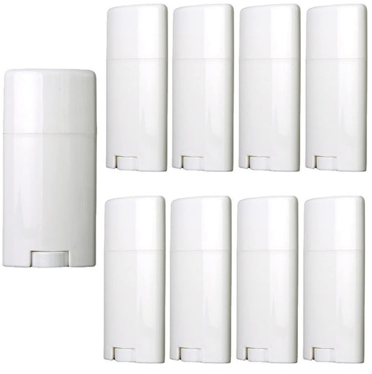 Minsily 10er-Pack 75 ml weiße leere Deodorantbehälter, 2,5 oz ovales Lippenbalsam-Röhrchen, Plastik-Deodorantbehälter, ovaler Drehauf-Nachfülltube, BPA-frei für DIY-Deodorants, Lippenstift, Crayon, Chapstick-Tuben