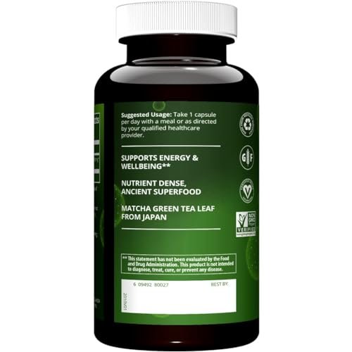 MRM Matcha Grüntee Kapseln - Für Frauen & Männer - Natürliche Grüntee-Kapseln mit Antioxidantien, Koffein, Vitaminen & Mineralien für tägliche Produktivität & Ernährung. Vegan & Glutenfrei - 60 Portionen
