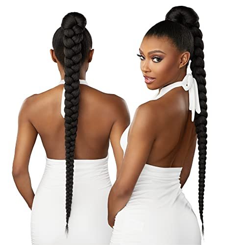 Sensationnel Lulu Pony Wrap Haarverlängerung – 1B Offblack, hitzebeständiger Synthetik-Yaki-Pferdeschwanz oder Hochsteckfrisur