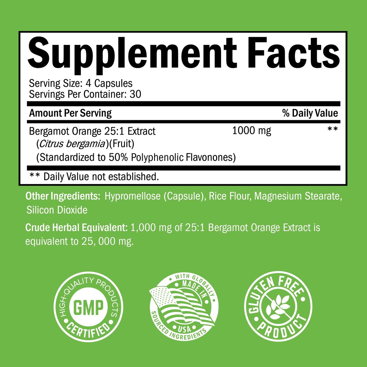 Citrus Bergamot 1000 mg – Citrus-Bergamotte-Supplement für Cholesterin und Herzgesundheit – Ultra-konzentriert aus frischen Früchten für verbesserte Aufnahme – Vegan, Non-GMO, glutenfrei – 120 Mini-Kapseln