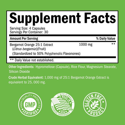 Citrus Bergamot 1000 mg – Citrus-Bergamotte-Supplement für Cholesterin und Herzgesundheit – Ultra-konzentriert aus frischen Früchten für verbesserte Aufnahme – Vegan, Non-GMO, glutenfrei – 120 Mini-Kapseln