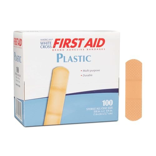 Dukal American White Cross Erste-Hilfe-Pflaster, 5/8 x 2¼ Zoll, 100 Stück