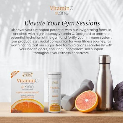 SIGNIFY NATURE Vitamin C 1000mg Brausetabletten – Starke Immununterstützung mit Zink, zuckerfrei & vegan – 20 Stück