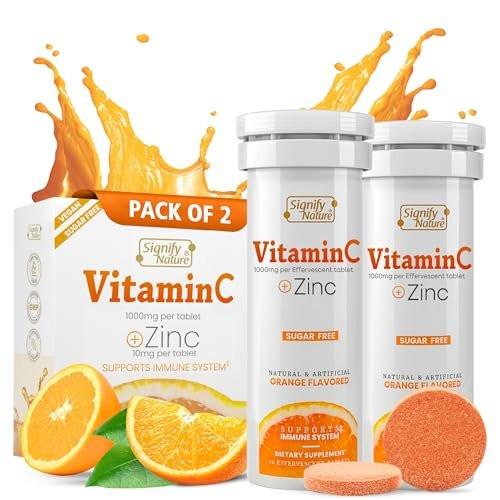 SIGNIFY NATURE Vitamin C 1000mg Brausetabletten – Starke Immununterstützung mit Zink, zuckerfrei & vegan – 20 Stück