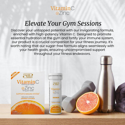 SIGNIFY NATURE Vitamin C 1000mg Brausetabletten – Starke Immununterstützung mit Zink, zuckerfrei & vegan – 20 Stück