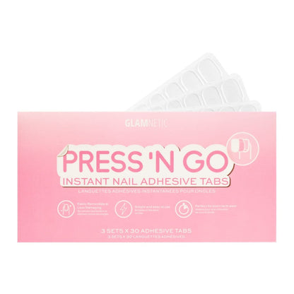 Glamnetic Press 'n Go Instant Nail Adhesive Tabs | Kurzzeitkleber für Nägel, leicht entfernbar & schonend, individuell anpassbar | 90 Tabs