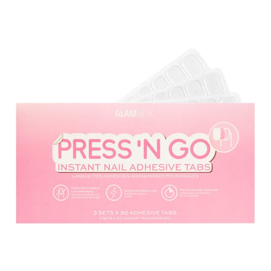 Glamnetic Press 'n Go Instant Nail Adhesive Tabs | Kurzzeitkleber für Nägel, leicht entfernbar & schonend, individuell anpassbar | 90 Tabs