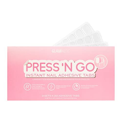 Glamnetic Press 'n Go Instant Nail Adhesive Tabs | Kurzzeitkleber für Nägel, leicht entfernbar & schonend, individuell anpassbar | 90 Tabs