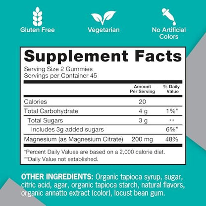 Qunol Magnesium Gummies für Erwachsene – 200 mg elementares Magnesium (aus 1.750 mg Magnesiumcitrat) – Hochabsorbierendes Magnesiumpräparat – Unterstützt Nerven-, Knochen- und Muskelfunktion – Vegetarisch – 90 Stück