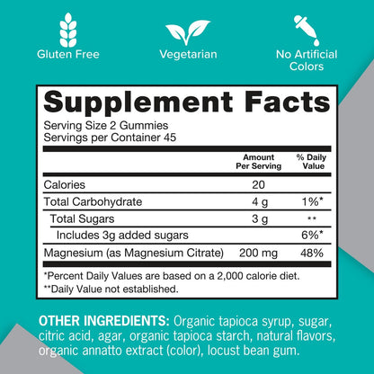 Qunol Magnesium Gummies für Erwachsene – 200 mg elementares Magnesium (aus 1.750 mg Magnesiumcitrat) – Hochabsorbierendes Magnesiumpräparat – Unterstützt Nerven-, Knochen- und Muskelfunktion – Vegetarisch – 90 Stück