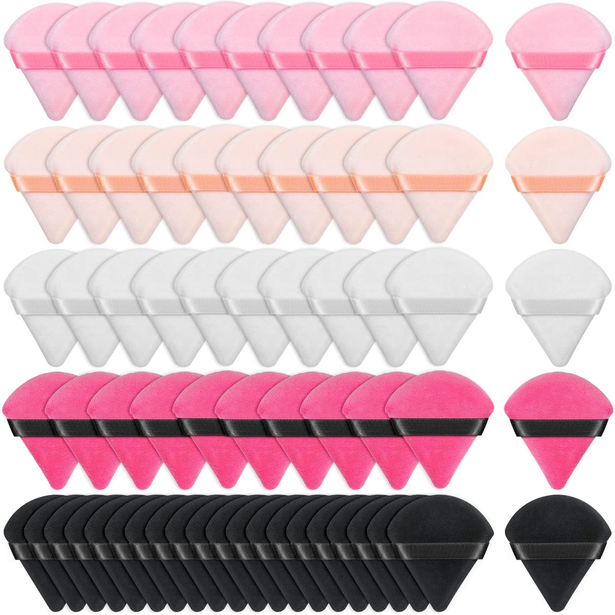 Caffox 60er-Pack Make-up-Schwämmchen für Puder, Dreieckige Puderquaste für Fixierpuder, Make-up-Puffs für loses und gepresstes Puder, Make-up-Schwamm-Applikator für Gesicht und Augen
