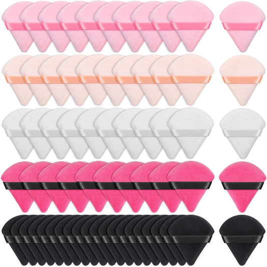 Caffox 60er-Pack Make-up-Schwämmchen für Puder, Dreieckige Puderquaste für Fixierpuder, Make-up-Puffs für loses und gepresstes Puder, Make-up-Schwamm-Applikator für Gesicht und Augen