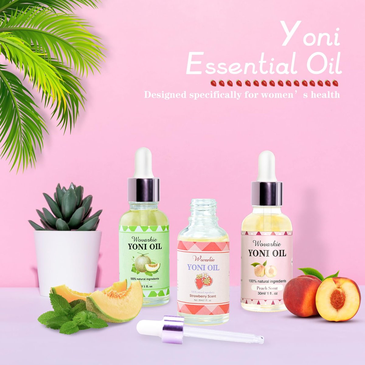 Yoni Oil Set für Frauen (3er-Pack) – 100 % natürliches feminines Öl-Deodorant, pH-ausgeglichen, mit reinen ätherischen Ölen (3x30 ml)