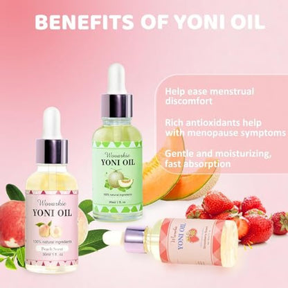 Yoni Oil Set für Frauen (3er-Pack) – 100 % natürliches feminines Öl-Deodorant, pH-ausgeglichen, mit reinen ätherischen Ölen (3x30 ml)