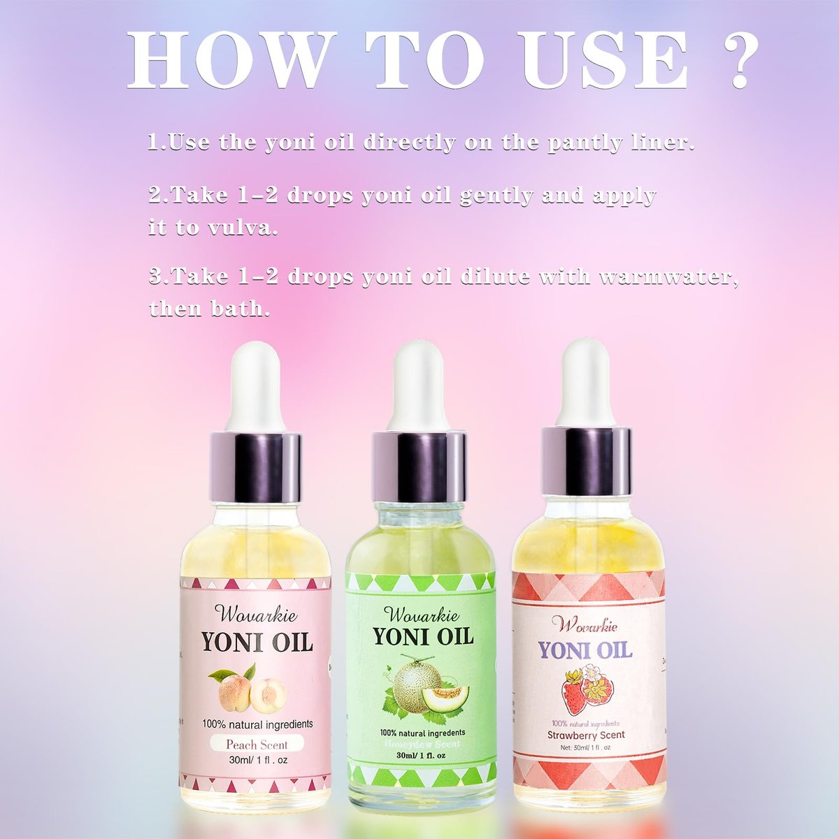 Yoni Oil Set für Frauen (3er-Pack) – 100 % natürliches feminines Öl-Deodorant, pH-ausgeglichen, mit reinen ätherischen Ölen (3x30 ml)