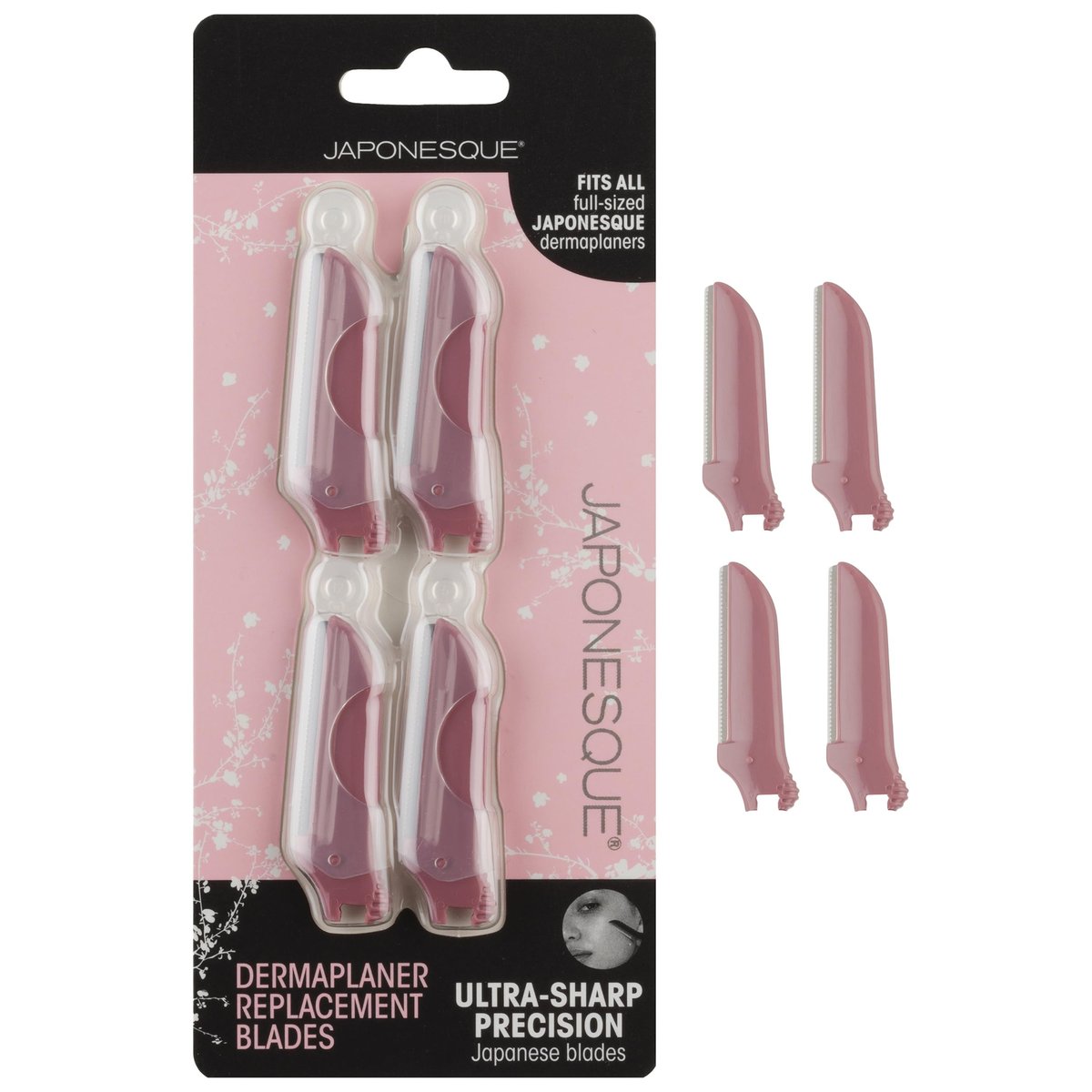 JAPONESQUE Dermaplaner Ersatzklingen 4er-Pack – Nur Rasierklingenköpfe für Gesichtshaarentfernung