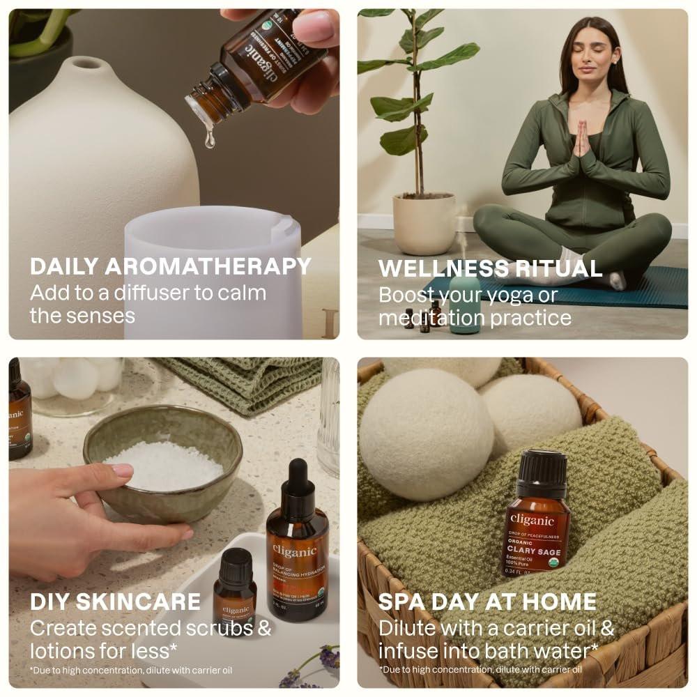 Cliganic Bio Salbei ätherisches Öl, 100% rein natürlich für Aromatherapie | Non-GMO verifiziert