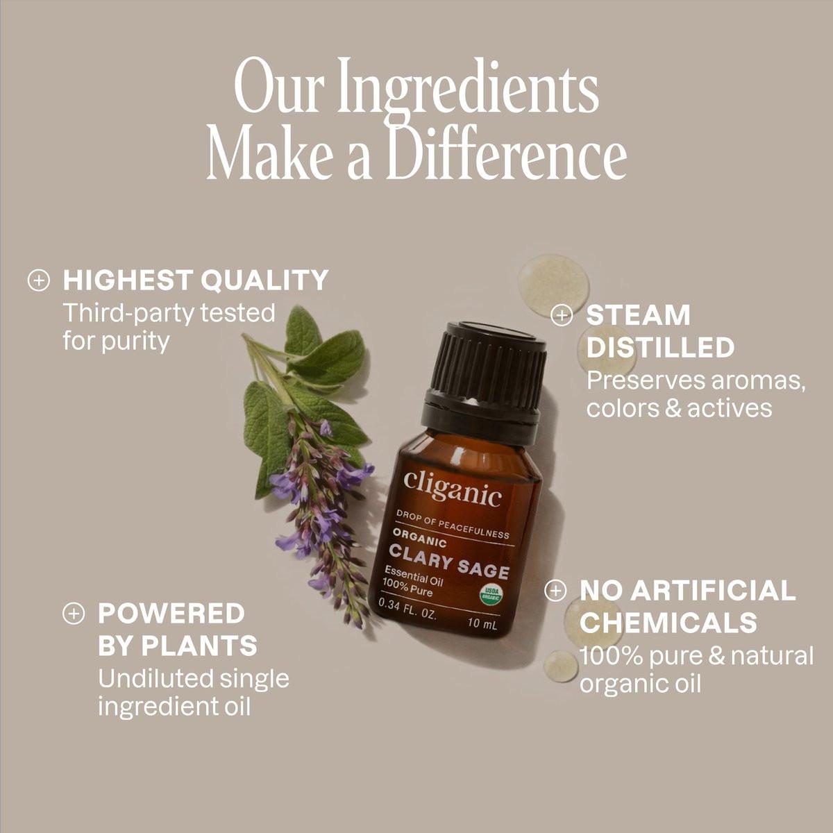 Cliganic Bio Salbei ätherisches Öl, 100% rein natürlich für Aromatherapie | Non-GMO verifiziert
