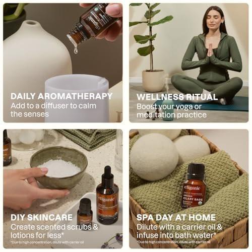 Cliganic Bio Salbei ätherisches Öl, 100% rein natürlich für Aromatherapie | Non-GMO verifiziert
