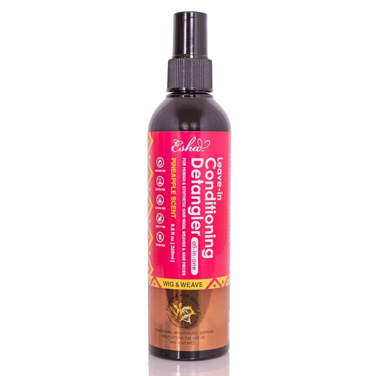 Esha Girl Wig & Weave Leave-In Conditioner & Detangler Spray – Feuchtigkeitsspray für Echthaar- und Kunsthaarperücken, Weaves, Extensions und Zöpfe – Pflegt, macht weich und belebt – Ananasduft, sulfatfrei, 118 ml