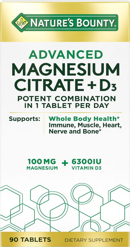 Nature’s Bounty Advanced Vitamin D3 mit Magnesiumcitrat Immunformel – Unterstützt Immun- und Knochengesundheit, 90 Tabletten