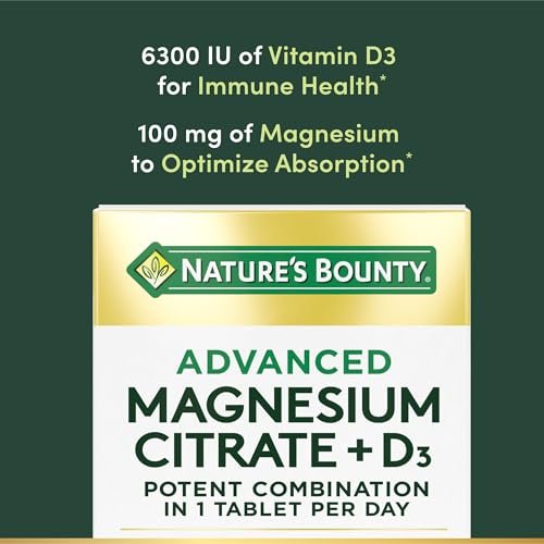 Nature’s Bounty Advanced Vitamin D3 mit Magnesiumcitrat Immunformel – Unterstützt Immun- und Knochengesundheit, 90 Tabletten