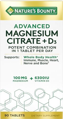 Nature’s Bounty Advanced Vitamin D3 mit Magnesiumcitrat Immunformel – Unterstützt Immun- und Knochengesundheit, 90 Tabletten