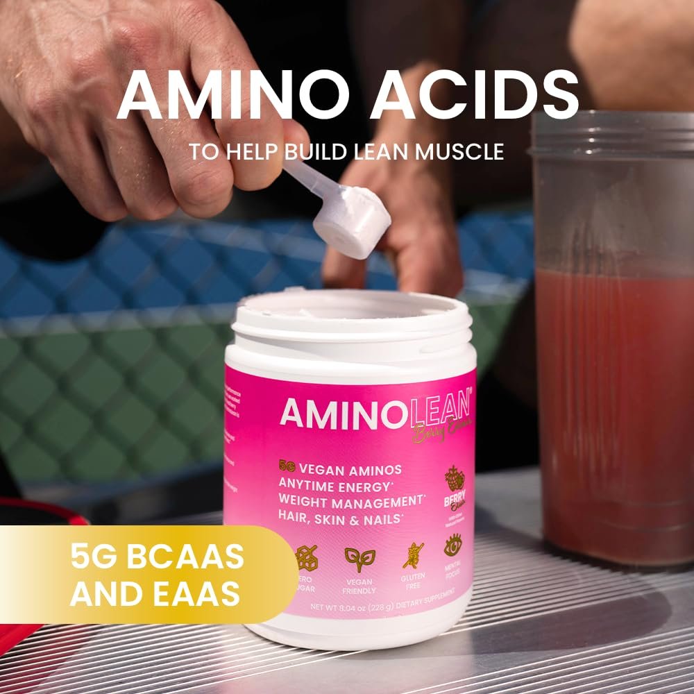 RSP NUTRITION AminoLean Pre Workout – Saubere Energie ohne Zittern, Kribbeln oder Crash – Vegan & mit Biotin für Haare, Haut, Nägel – Berry Elixir, 30 Portionen