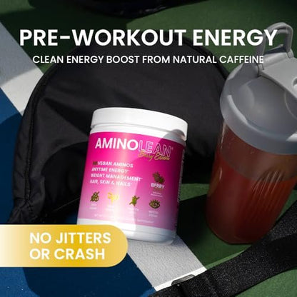 RSP NUTRITION AminoLean Pre Workout – Saubere Energie ohne Zittern, Kribbeln oder Crash – Vegan & mit Biotin für Haare, Haut, Nägel – Berry Elixir, 30 Portionen