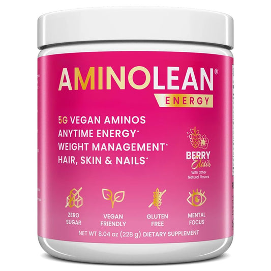 RSP NUTRITION AminoLean Pre Workout – Saubere Energie ohne Zittern, Kribbeln oder Crash – Vegan & mit Biotin für Haare, Haut, Nägel – Berry Elixir, 30 Portionen