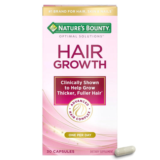 Nature's Bounty Optimal Solutions Haarwachstums-Supplement mit Biotin, Haarwuchs-Vitamine mit Biotin, Silizium und Arginin, 1 pro Tag, 30 Kapseln, Monatsvorrat