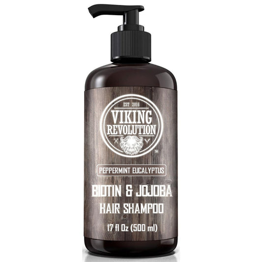 Viking Revolution Biotin Männershampoo - Eukalyptus und Pfefferminze mit Jojobaöl und Minzöl - Haarbehandlung für Männer mit dünner werdendem Haar (500 ml)
