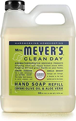 Mrs. MEYER'S CLEAN DAY Flüssigseife Nachfüllpack Sortenvielfalt (Zitronenverbene + Lavendel + Basilikum) – 3 x 946 ml