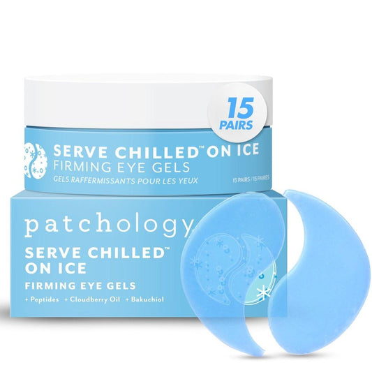 Patchology Serve Chilled On Ice Firming Under Eye Mask Patches mit Peptiden, Cloudberry-Öl & Bakuchiol – Hydrogel-Patches gegen Augenringe, Schwellungen & Fältchen – Ideal für unterwegs - 15 Paare